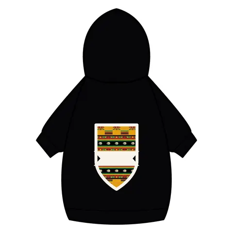 Faith Flag Afro-Spiritual Cowrie & Kente Pet Hoodie — back_dtf view