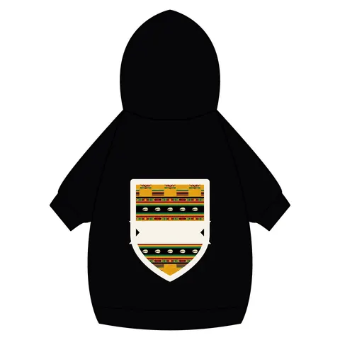 Faith Flag Afro-Spiritual Cowrie & Kente Pet Hoodie — back_dtf view