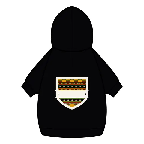 Faith Flag Afro-Spiritual Cowrie & Kente Pet Hoodie — back_dtf view