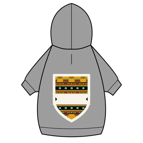 Faith Flag Afro-Spiritual Cowrie & Kente Pet Hoodie — back_dtf view