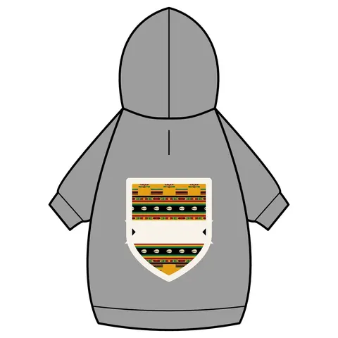 Faith Flag Afro-Spiritual Cowrie & Kente Pet Hoodie — back_dtf view