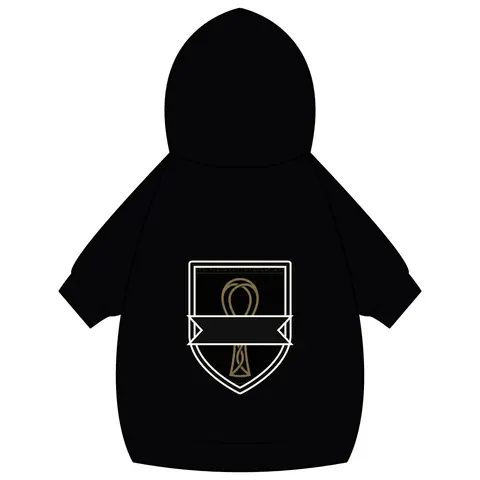 Faith Flag Ankh Gold on Black Pet Hoodie — back_dtf view