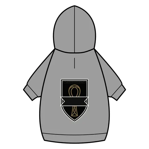 Faith Flag Ankh Gold on Black Pet Hoodie — back_dtf view