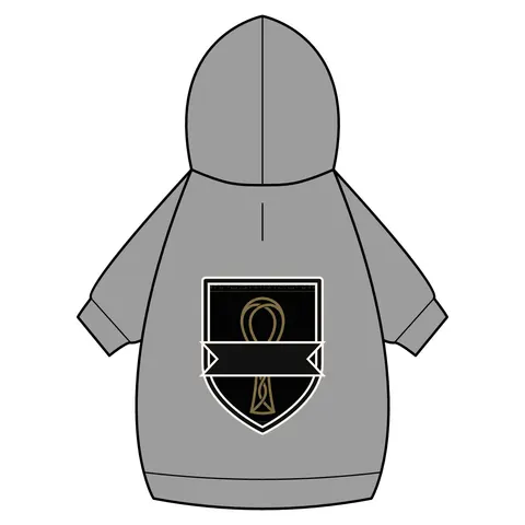 Faith Flag Ankh Gold on Black Pet Hoodie — back_dtf view