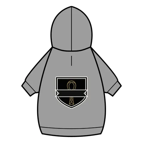Faith Flag Ankh Gold on Black Pet Hoodie — back_dtf view