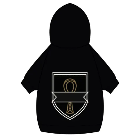 Faith Flag Ankh Gold on Black Pet Hoodie — back_dtf view