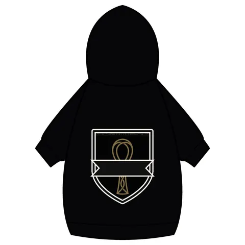 Faith Flag Ankh Gold on Black Pet Hoodie — back_dtf view