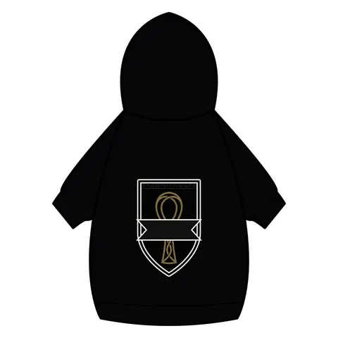 Faith Flag Ankh Gold on Black Pet Hoodie — back_dtf view