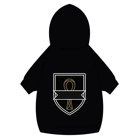 Faith Flag Ankh Gold on Black Pet Hoodie — back_dtf view