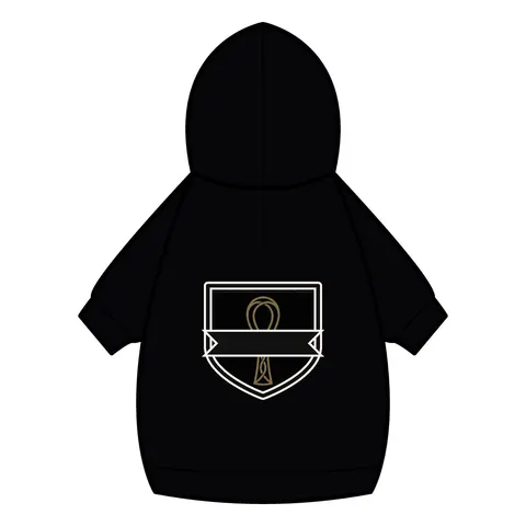 Faith Flag Ankh Gold on Black Pet Hoodie — back_dtf view