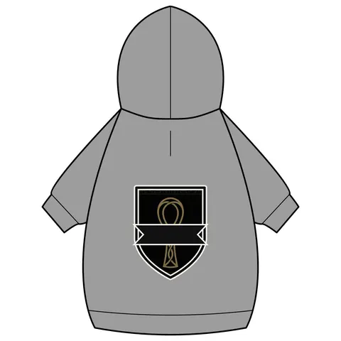 Faith Flag Ankh Gold on Black Pet Hoodie — back_dtf view