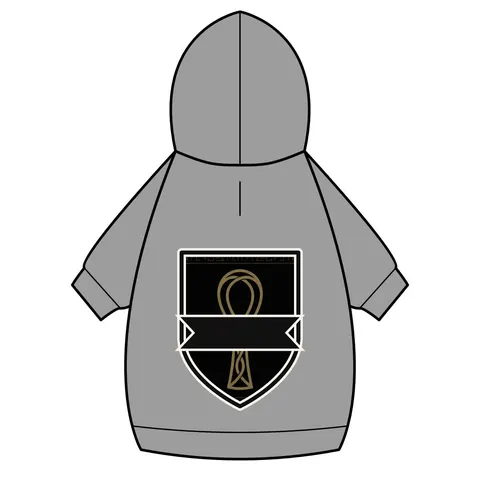 Faith Flag Ankh Gold on Black Pet Hoodie — back_dtf view
