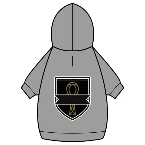 Faith Flag Ankh Gold on Black Pet Hoodie — back_dtf view