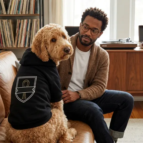 Faith Flag Ankh Gold on Black Pet Hoodie