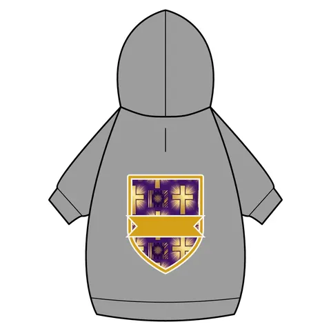 Faith Flag Praise Purple & Gold Cross Pet Hoodie — back_dtf view