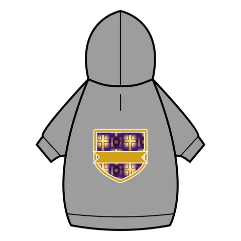 Faith Flag Praise Purple & Gold Cross Pet Hoodie — back_dtf view