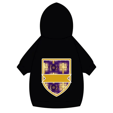 Faith Flag Praise Purple & Gold Cross Pet Hoodie — back_dtf view