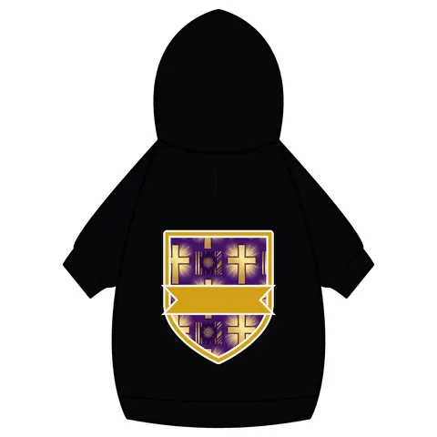 Faith Flag Praise Purple & Gold Cross Pet Hoodie — back_dtf view