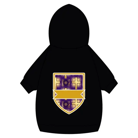 Faith Flag Praise Purple & Gold Cross Pet Hoodie — back_dtf view