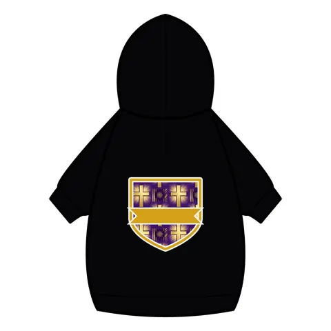 Faith Flag Praise Purple & Gold Cross Pet Hoodie — back_dtf view