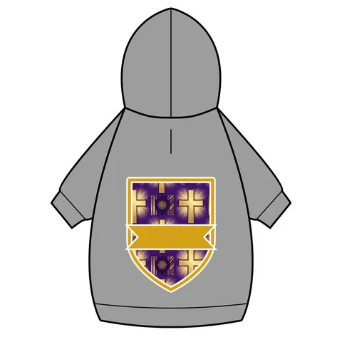 Faith Flag Praise Purple & Gold Cross Pet Hoodie — back_dtf view