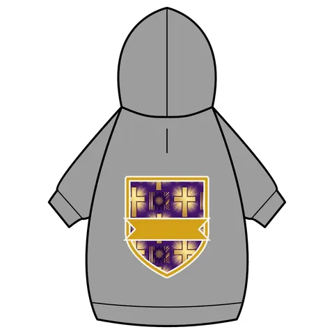 Faith Flag Praise Purple & Gold Cross Pet Hoodie — back_dtf view