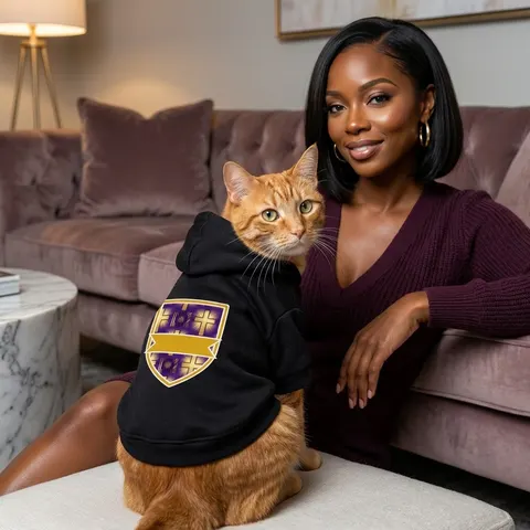 Faith Flag Praise Purple & Gold Cross Pet Hoodie
