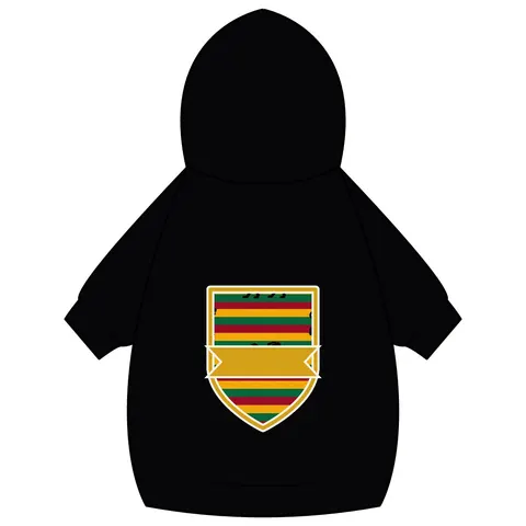 Rasta Flag Red Gold Green with Black Lion Pet Hoodie — back_dtf view