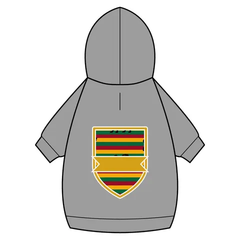 Rasta Flag Red Gold Green with Black Lion Pet Hoodie — back_dtf view