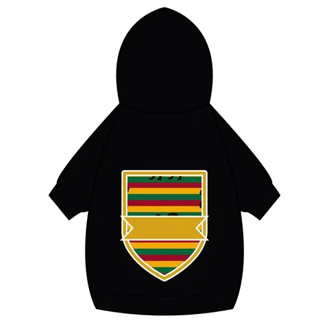 Rasta Flag Red Gold Green with Black Lion Pet Hoodie — back_dtf view