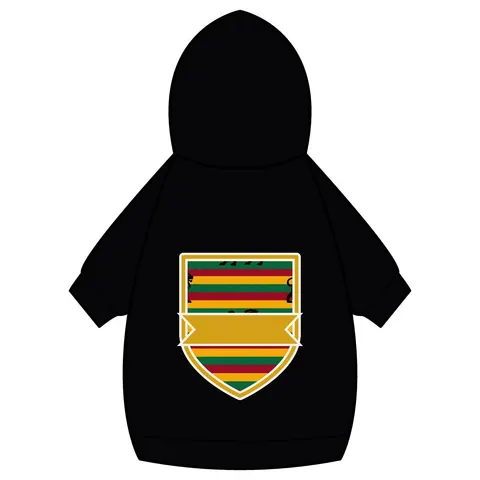 Rasta Flag Red Gold Green with Black Lion Pet Hoodie — back_dtf view