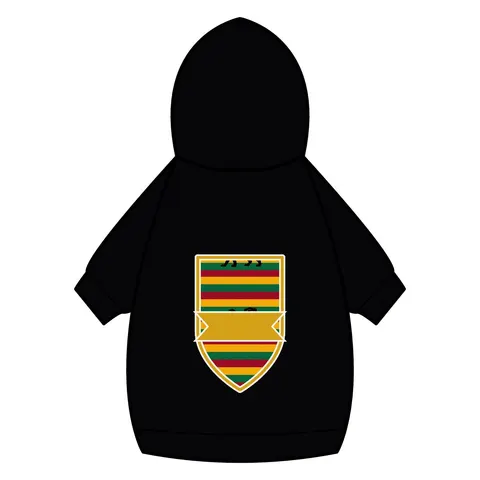 Rasta Flag Red Gold Green with Black Lion Pet Hoodie — back_dtf view