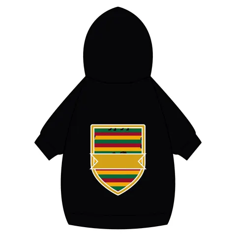 Rasta Flag Red Gold Green with Black Lion Pet Hoodie — back_dtf view