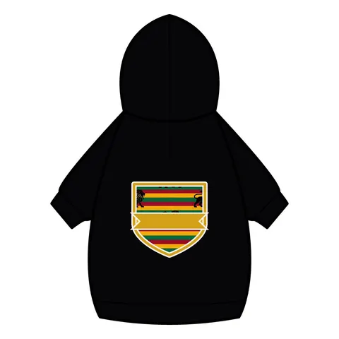 Rasta Flag Red Gold Green with Black Lion Pet Hoodie — back_dtf view