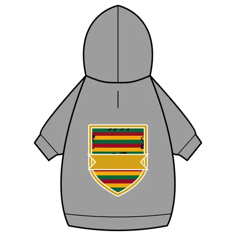 Rasta Flag Red Gold Green with Black Lion Pet Hoodie — back_dtf view