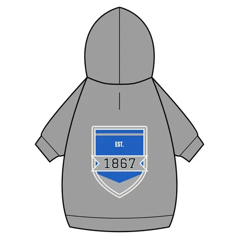 Fayetteville State 1867 Blue & Silver Pet Hoodie — back_dtf view