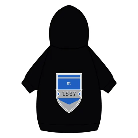 Fayetteville State 1867 Blue & Silver Pet Hoodie — back_dtf view