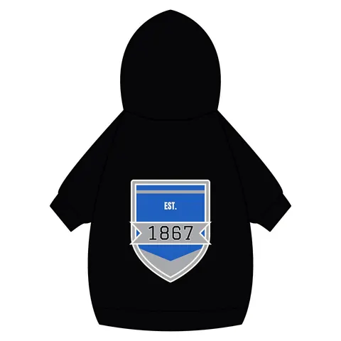 Fayetteville State 1867 Blue & Silver Pet Hoodie — back_dtf view