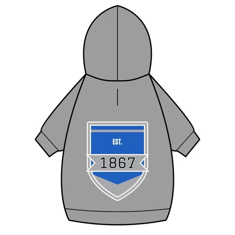 Fayetteville State 1867 Blue & Silver Pet Hoodie — back_dtf view