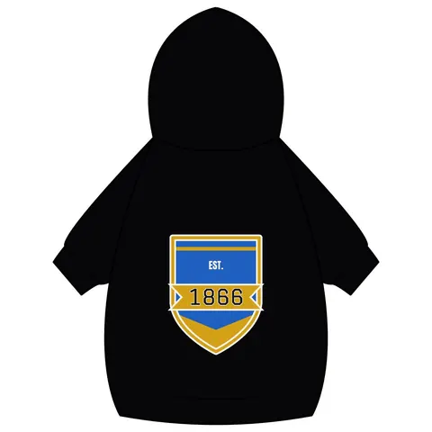 Fisk 1866 Blue & Gold Pet Hoodie — back_dtf view