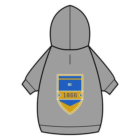 Fisk 1866 Blue & Gold Pet Hoodie — back_dtf view