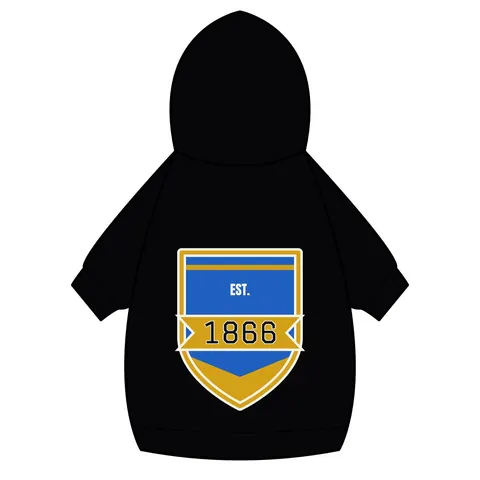 Fisk 1866 Blue & Gold Pet Hoodie — back_dtf view