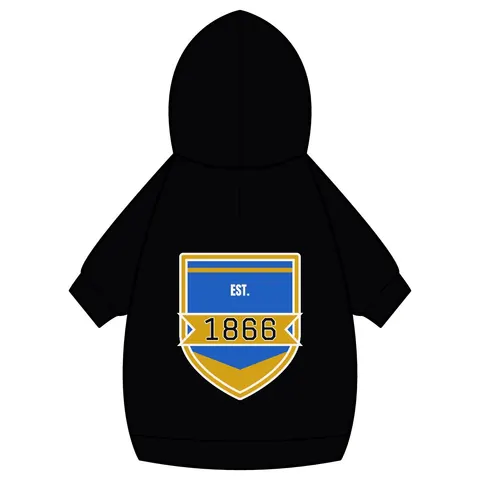 Fisk 1866 Blue & Gold Pet Hoodie — back_dtf view