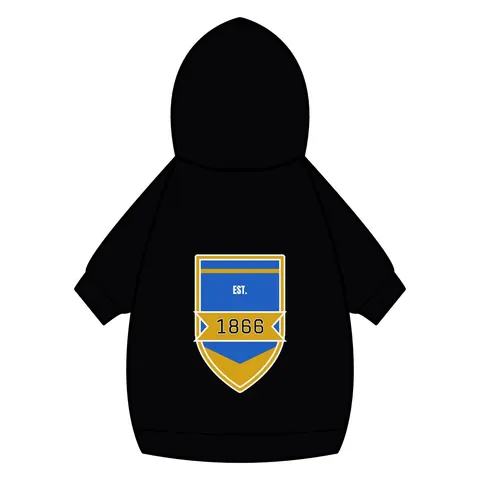 Fisk 1866 Blue & Gold Pet Hoodie — back_dtf view