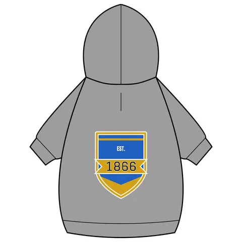 Fisk 1866 Blue & Gold Pet Hoodie — back_dtf view