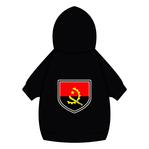 Angola Red Black & Emblem Pet Hoodie — back_dtf view