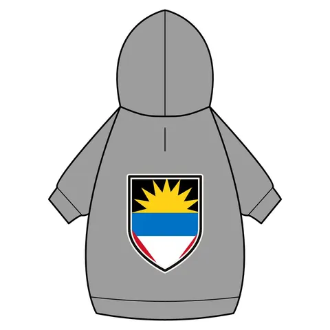 Antigua & Barbuda Rising Sun Pet Hoodie — back_dtf view