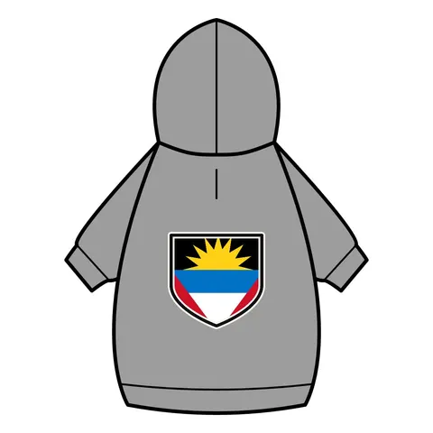Antigua & Barbuda Rising Sun Pet Hoodie — back_dtf view