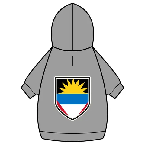 Antigua & Barbuda Rising Sun Pet Hoodie — back_dtf view