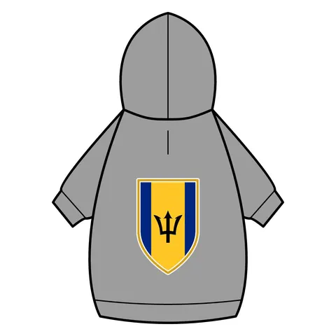 Barbados Blue Gold Trident Pet Hoodie — back_dtf view